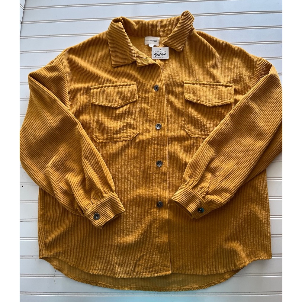 Lala Factory Mustard Yellow Corduroy Shacket Button Down Shirt Jacket LA8027 M